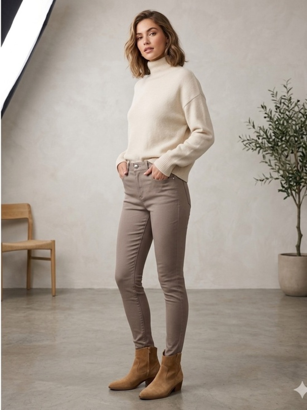 NWT Gorgeous TRUTH Ash Browm High Waisted Zip Up Jeggins Sz 4